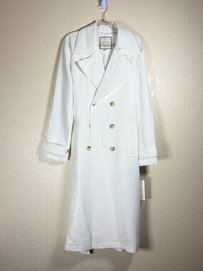 Bagatelle Collection White Double Breasted Trench Coat Belted Size S NWT